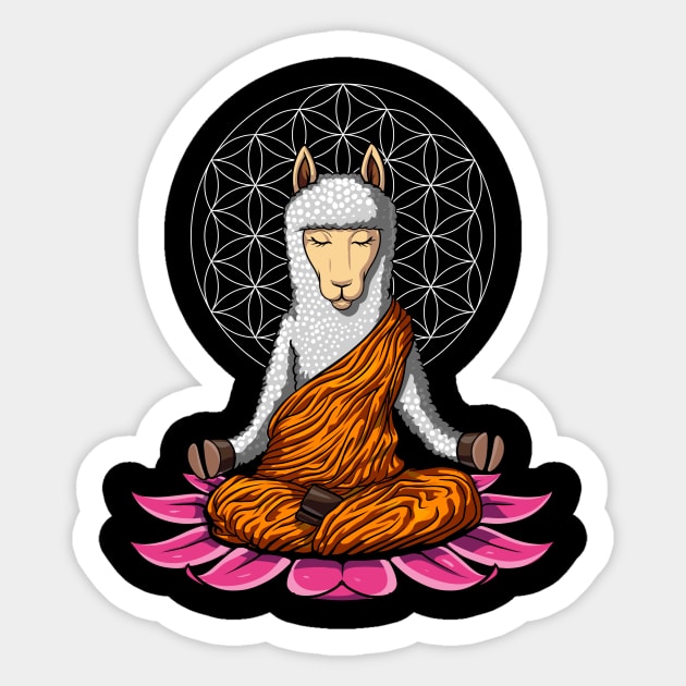 Llama Buddha Meditation Sticker by underheaven